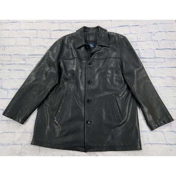 Brooks Brothers 346 MENS SIZE L Black Classic Super Soft Leather Jacket Lined
